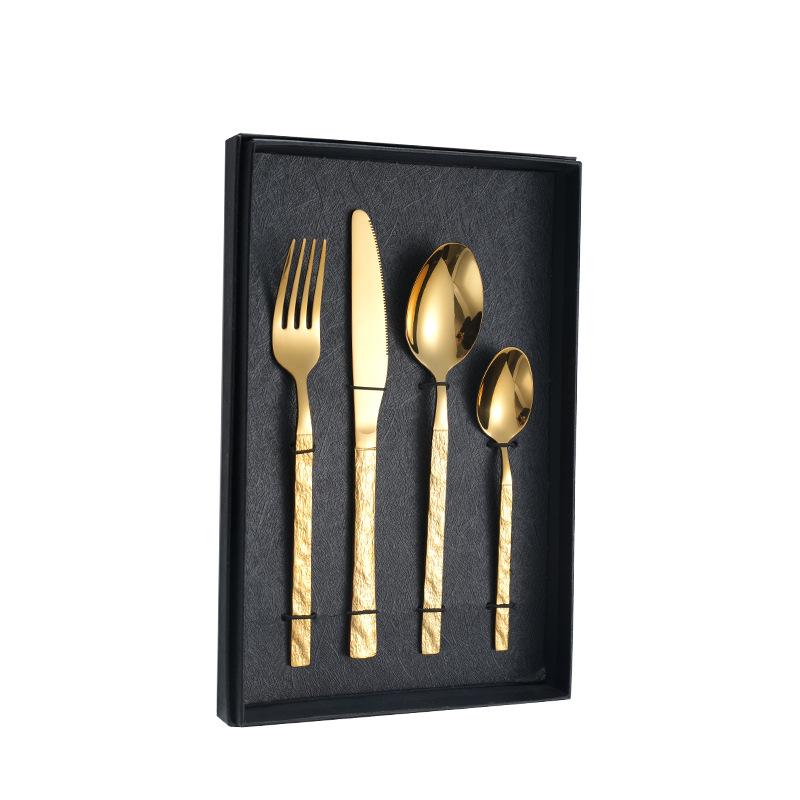 Stainless Steel Western Tableware Stone Pattern Steak Knife and Fork Dessert Coffee Spoon Four-piece Set Western Restaurant