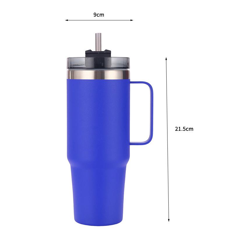 Нержавеющая сталь Ice Ba Cup Двойной вакуумный стаканчик Большая емкость с трубочкой с крышкой и ручкой Автомобильный стаканчик