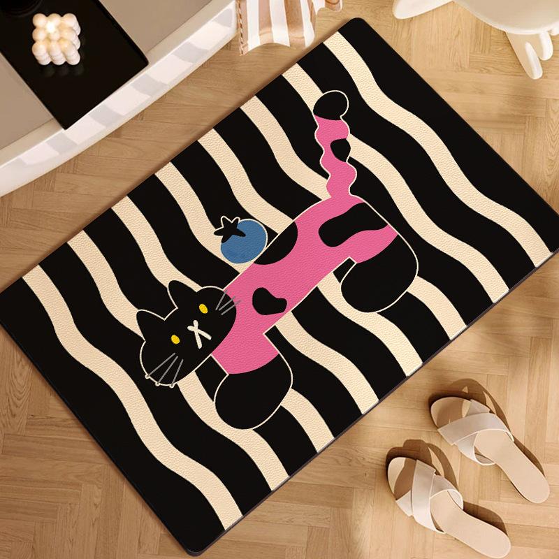 Коврик для пола с изображением кота из диатомовой грязи, впитывающий противоскользящий коврик для двери ванной комнаты, коврик для туалета и ванной комнаты