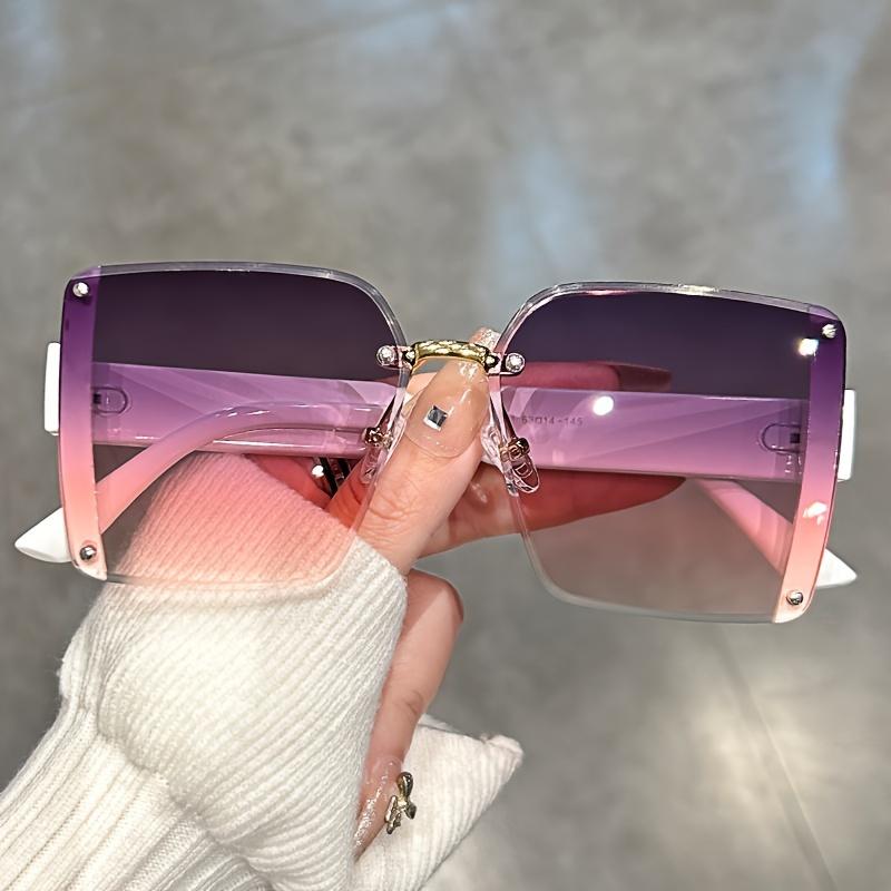Оверсайз безободковые для женщин мужчин повседневные градиентные модные солнцезащитные очки с антибликовым покрытием для отпуска, пляжной вечеринки