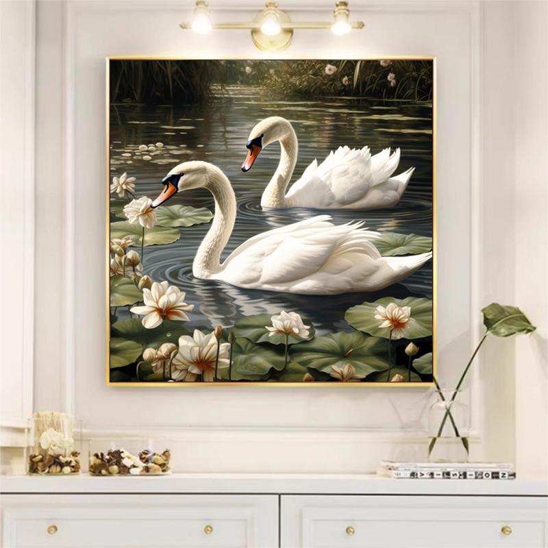5d DIY Diamond Painting Cross Stitch Animal Swan Lotus Flower Diamond Embroidery Mosaic Full Round Drill Home Decor Arts