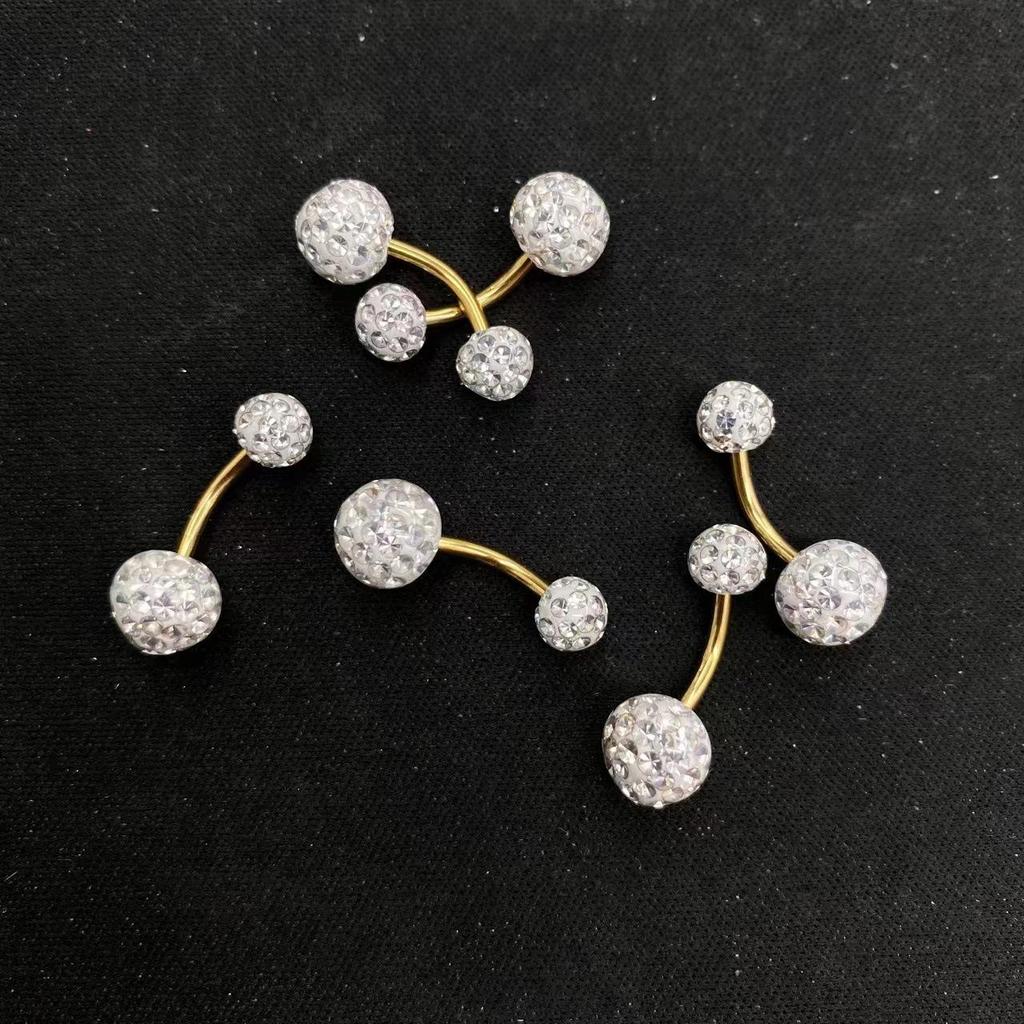 Set of 8 Film-Wrapped Polymer Clay Ball Belly Button Rings - Navel Jewelry Body Piercing