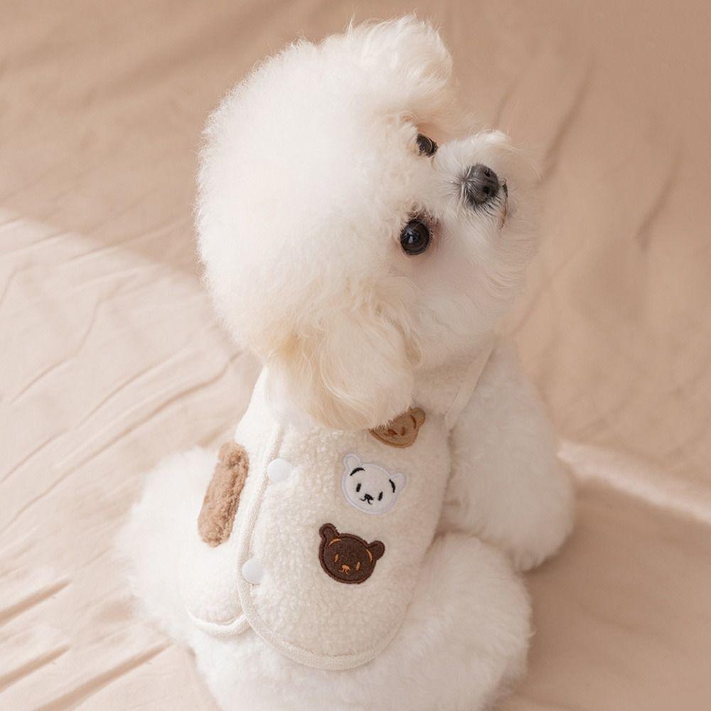 Plush Pet Coat Cartoon Bear Winter Dog Jacket Fashion Dog Costume  For Small Medium Dog