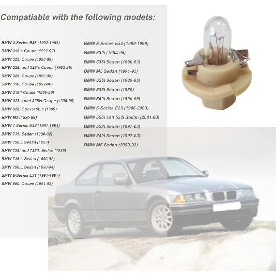 Dashboard trument Cluster Bulb(Set of 10pcs) 12V1.5W with Beige/Brown Socket Base Fit for BMW Replace#62111391260 (beige)