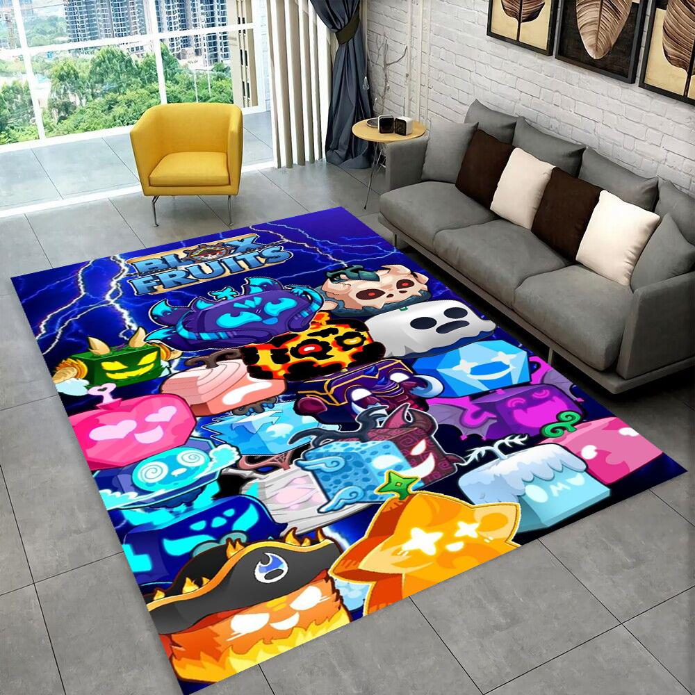 3D B-Blox Fruit Cartoon Game Gift Carpet Rug for Living Room Bedroom Home Sofa Decoration,kids Play Non-slip Floor Mat