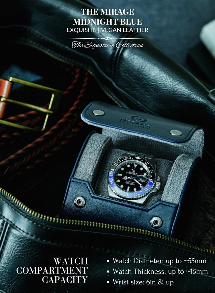 M Mirage Luxury Travel Одинарный кейс для часов Дорожный кейс для часов Коробка Кейс для демонстрации часов Дизайн со швейцарским мотивом Полуночный синий - - - -