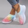 Внешний размер большой размер плоская подошва универсальные летно-тканые туфли весна новый круглый носок плоская подошва радужные женские туфли