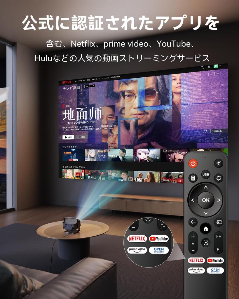 Polocsh Home 1080P 4K Full Ceiling Projector with Auto Keystone WiFi Bluetooth HiFi Motorized Short Distance Projection Integrated Stand Projector,