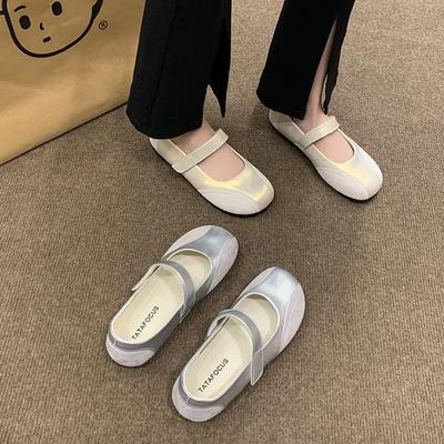 Модная обувь для женщин 2024 года, балетки с закрытым носком, повседневные женские кроссовки, мягкая женская обувь с круглым носком, разноцветные новые балетки