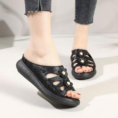 Женские шлепанцы на полой платформе и женские сандалии, уличные туфли с цветком, дешевая ликвидация, слайды в корейском стиле 2025, роскошная обувь