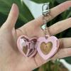 Pink Blue White Love Mirror Key Chain Storage Box Diy Plastic Empty Box Mini Portable Keychain Gift Party