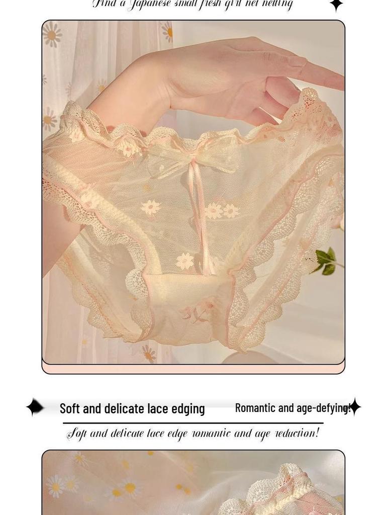 Pure Desire Daisy Lace Mesh Low-Waist Triangle Panties