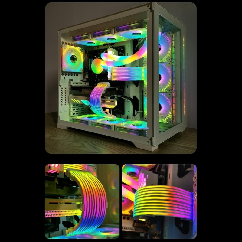 Гибкий силиконовый 8-контактный кабель питания GPU ARGB световые полосы 5V3Pin адресуемая синхронизация для игровых ПК аксессуары для корпуса