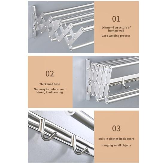 Настенная сушилка Yousheng, устойчивая к коррозии, расширяемая, выдвижная, простая в установке, сушилка для белья в ванной комнате