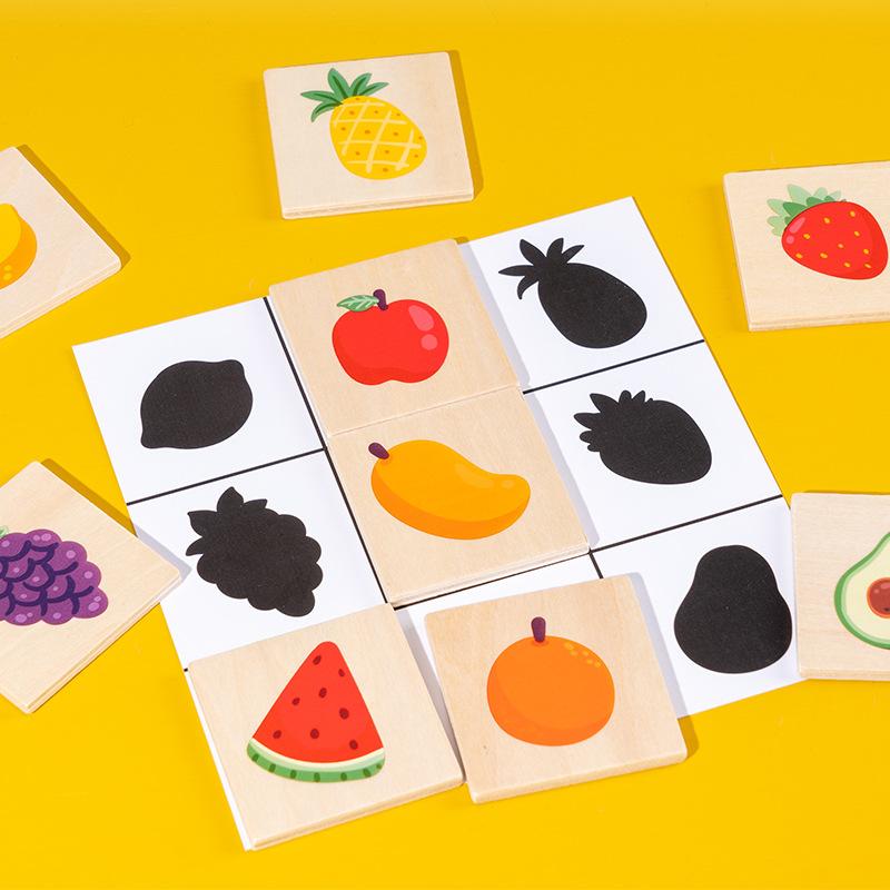 Animal Fruit Pairing To Find the Shadow Puzzle Game for Intellectual Development Early Education Enlightenment Wooden Children's Toys