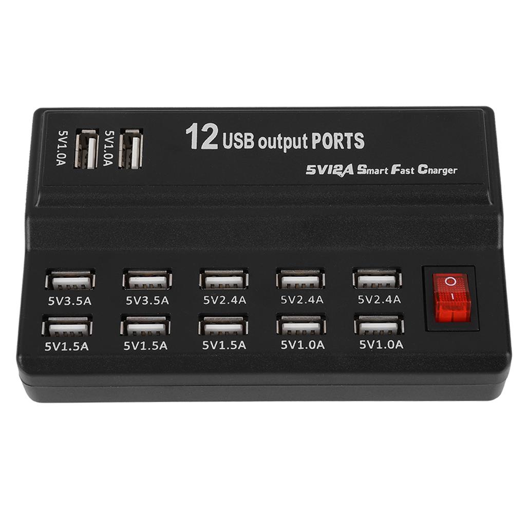 12 Ports USB Hub 5V 10A Power Adapter Charging Station Adapter Charger Home Travel Type