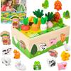 Деревянная игра «Уборка урожая на ферме» для малышей в возрасте от 3 до 5 лет, развивающие сенсорные игрушки для сортировки фигур из бука, фантастические темы, улучшенная цветовая гамма