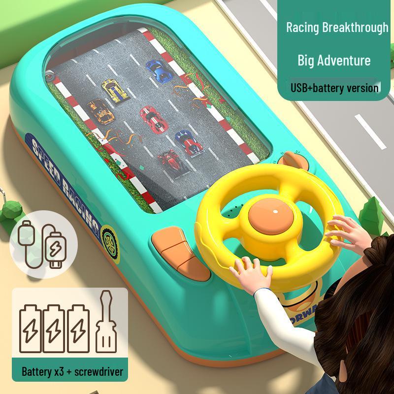 Cross-Border Racing Adventure: Electric Steering Wheel & Sound Desktop Car Game for Kids