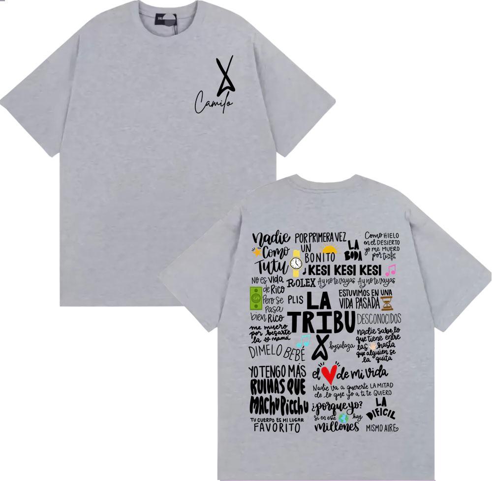 Summer Singer Camilo La Tribu Album Letter Printed Tshirt Mens Fashion Retro Gothic Tshirt High Quality 100 Cotton Tshirt