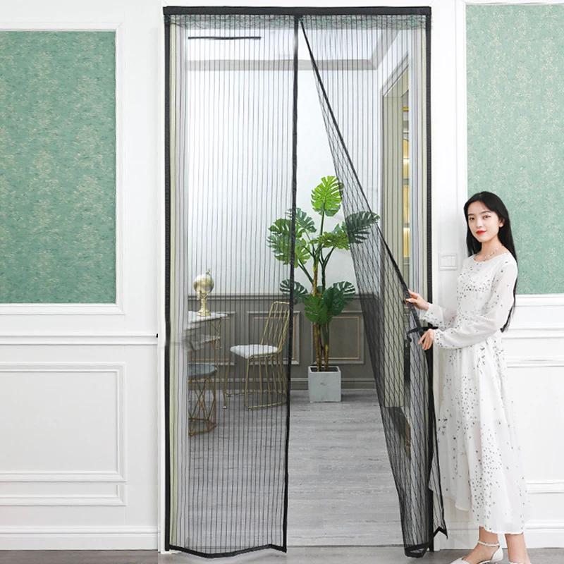 Магнитная сетка для дверных занавесок без перфорации, сетка для защиты от комаров, насекомых, мух, автоматически закрывающаяся бытовая вентиляционная дверная занавеска