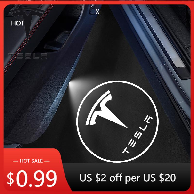 Car Sticker 2025 Hot Car Door Welcome Laser Led Projector Logo Light Wireless Car Accessories For Tesla model 3 model X Y style