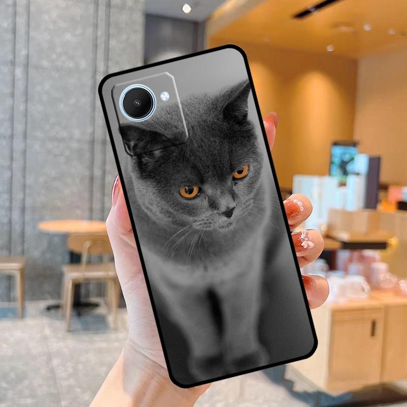 Чехол для британской короткошерстной кошки для Realme C55 C33 C31 C35 C30 C11 C15 C25s C21Y GT Neo 5 3T 2T 8 9 10 11 Pro Plus