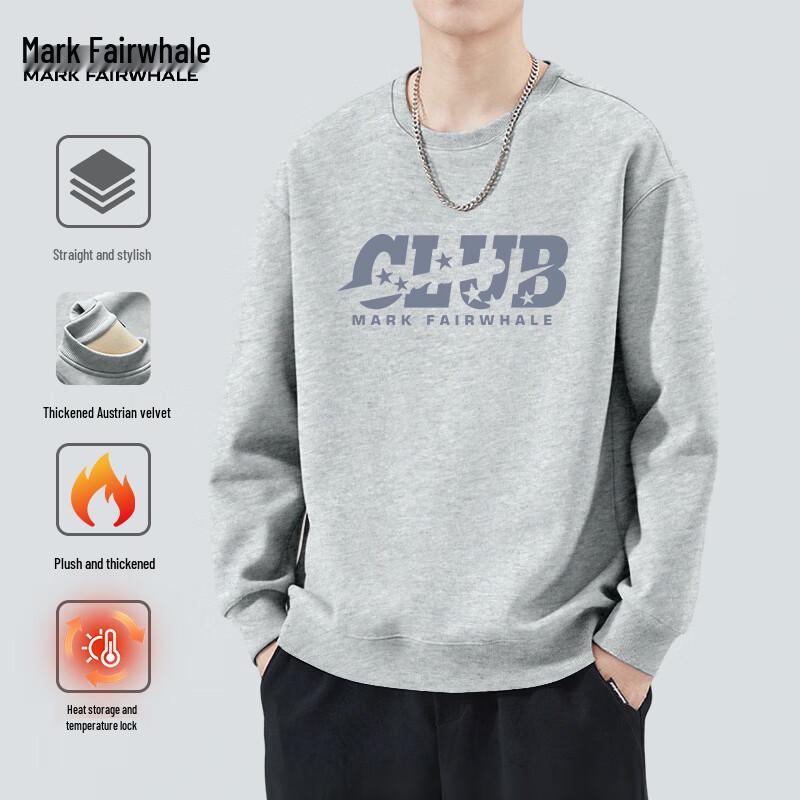 Мужской свитшот Mark Fairwhale в американском стиле, из плотного флиса с начесом