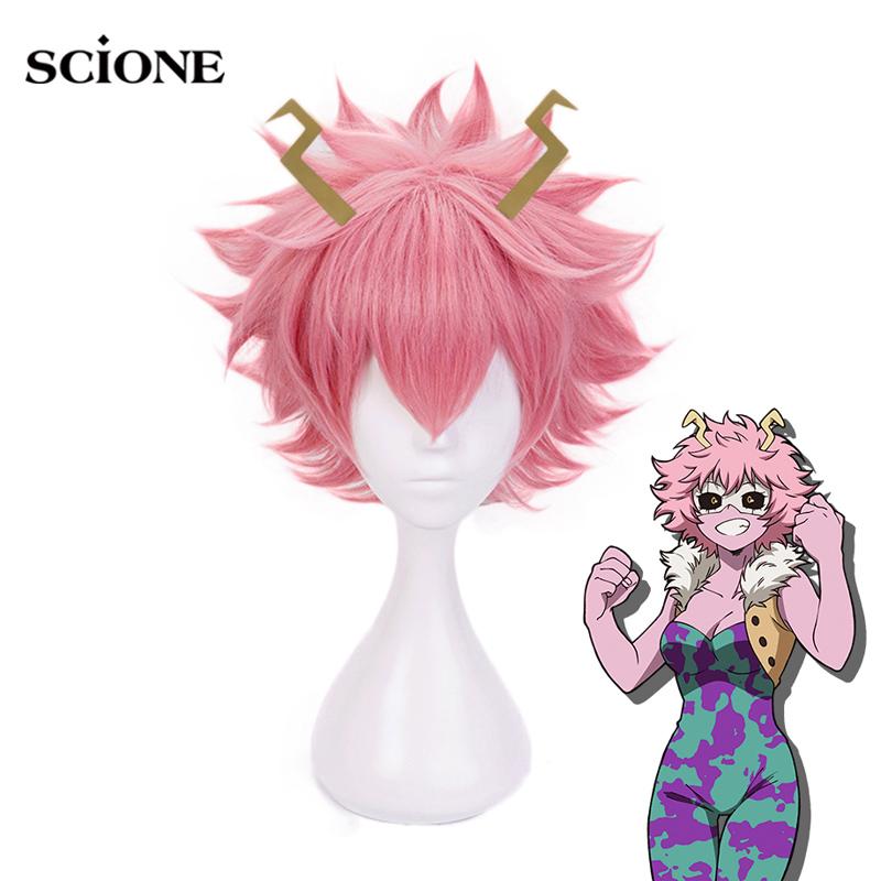 2 шт. парик + головной убор My Hero Academia Mina Ashido Розовый парик с головным убором Косплей Костюм Boku no Hero Academia термостойкие парики из синтетических волос