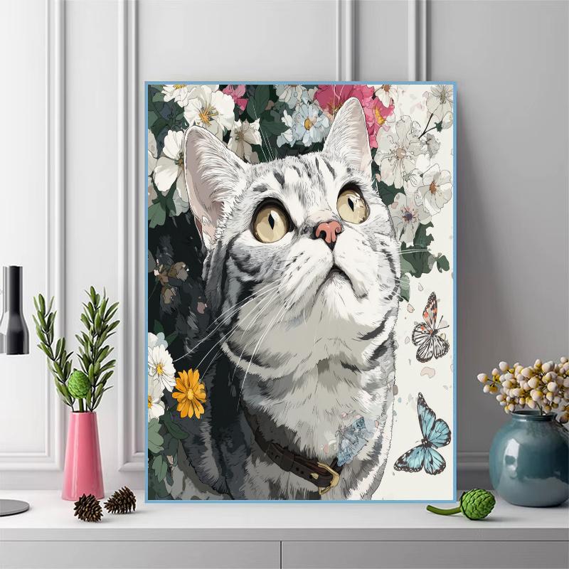 Cute American Shorthair cat Pattern  3pcs 100% Round Full Drill 5D DIY Diamond Painting Embroidery Cross Stitch Rhinestone Décor