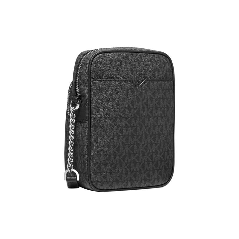 Michael Kors Jet Set Travel Принтованная для пресбиопии Сумка на плечо через плечо с застежкой-молнией и цепочкой из покрытого холста Средняя Женская Черная