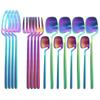 16Pcs Black Cutlery Set Knives Forks Tea Spoons Tableware Set Stainless Steel Matte Dinnerware Set Party Kitchen Silverware Flatware Set