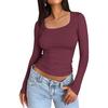 European & American Women's Slim-fit Milk Silk Long-sleeve Navel-baring T-shirt - Autumn Fashion Pullover.