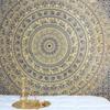 Bless International Handmade Индийский хиппи Богемный Психоделический Слон Мандала Настенный декор Постельное белье Гобелен (Темно-синий и золотой)