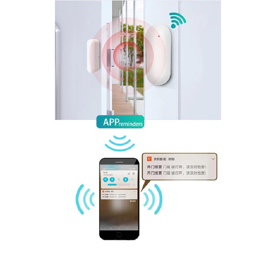 Приложение Smart Life Умные датчики открытия/закрытия дверей Wi-Fi Датчик окна Независимый магнитный умный датчик двери Управление через приложение Alexa Tuya