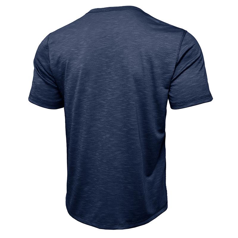 Летняя новая мужская однотонная рубашка с короткими рукавами Хенли футболка модные универсальные топы