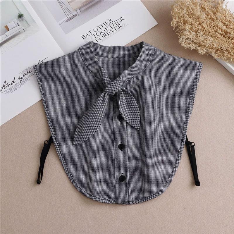 Cotton Fake Collar Classic Tartan Detachable Dickey Collar Half Shirts Blouse False Collar for Women Girls Outfits Accessory