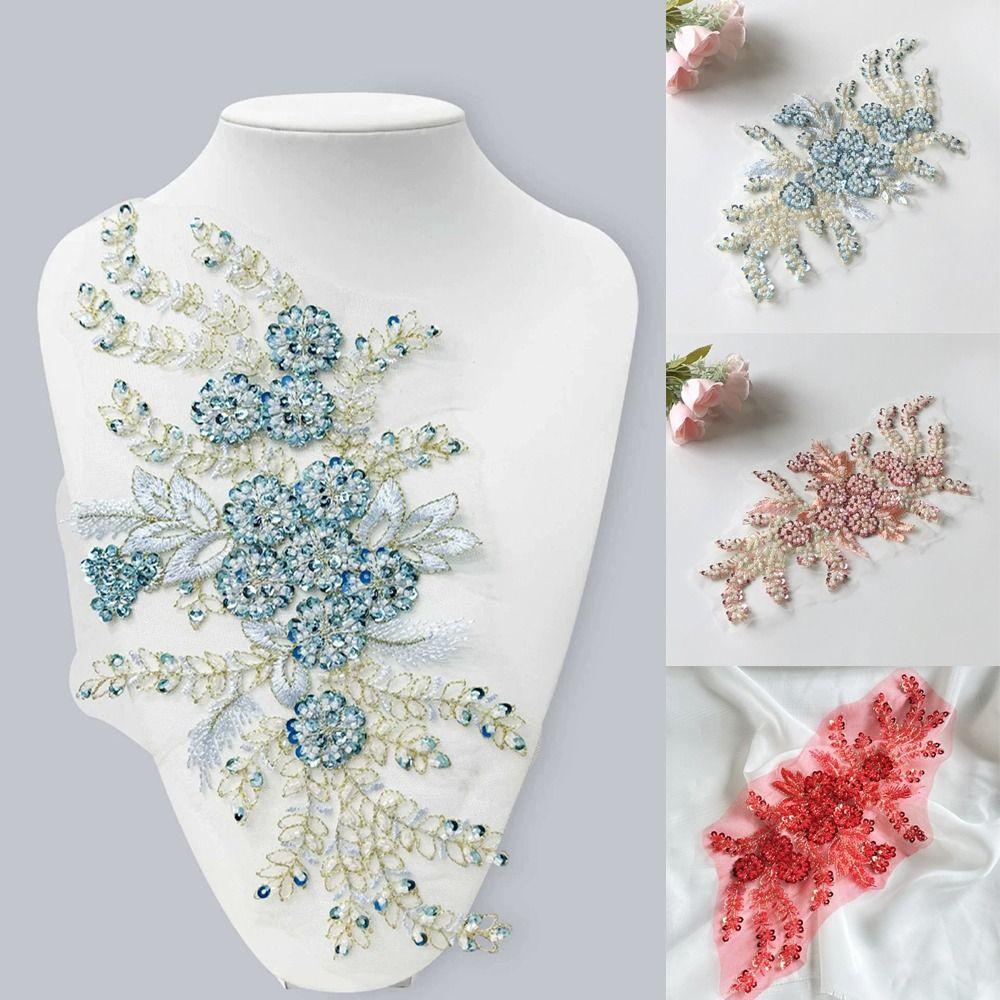 Вышивка пайетками Вышитые цветочные нашивки DIY Кружевные аппликации Нашивки с пайетками Платья