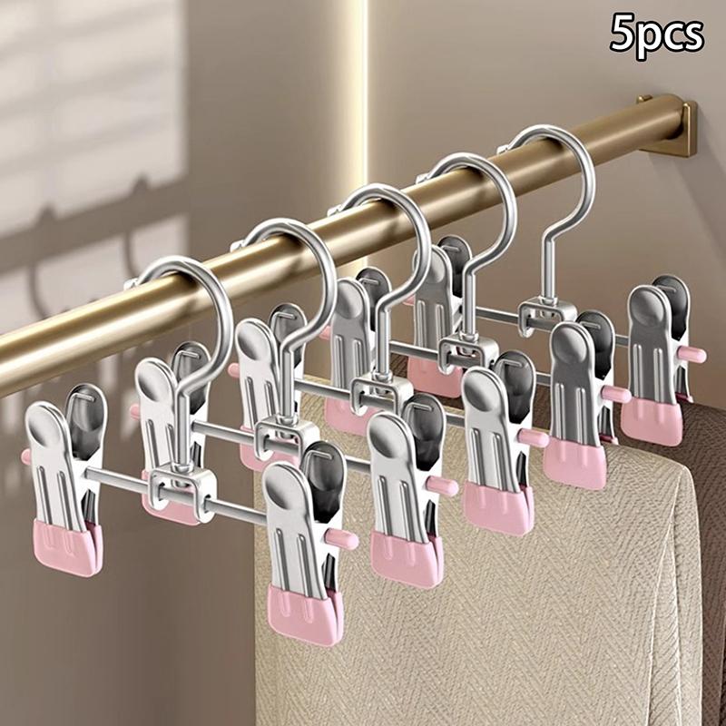 Набор из 5 бесшовных вешалок для брюк из нержавеющей стали, регулируемая подставка для обуви из нержавеющей стали, вешалка для брюк, держатель для сапог, портативный