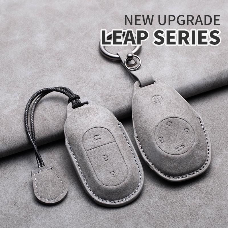 Leather Car Key Case Cover for Leapmotor T03 S01 C11 for 2025 Leapmotor C01 T03 S01 C11 Leap Motor Holder Key Fob Keychain