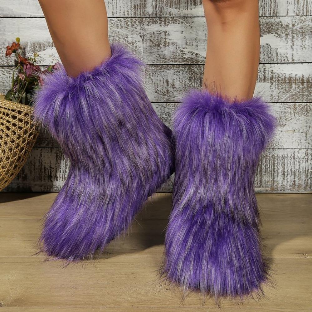 Зимние женские ботинки на пушистом искусственном лисьем меху, женские плюшевые теплые зимние ботинки, роскошная обувь для девочек, ботинки на меховом меху, модная зимняя обувь