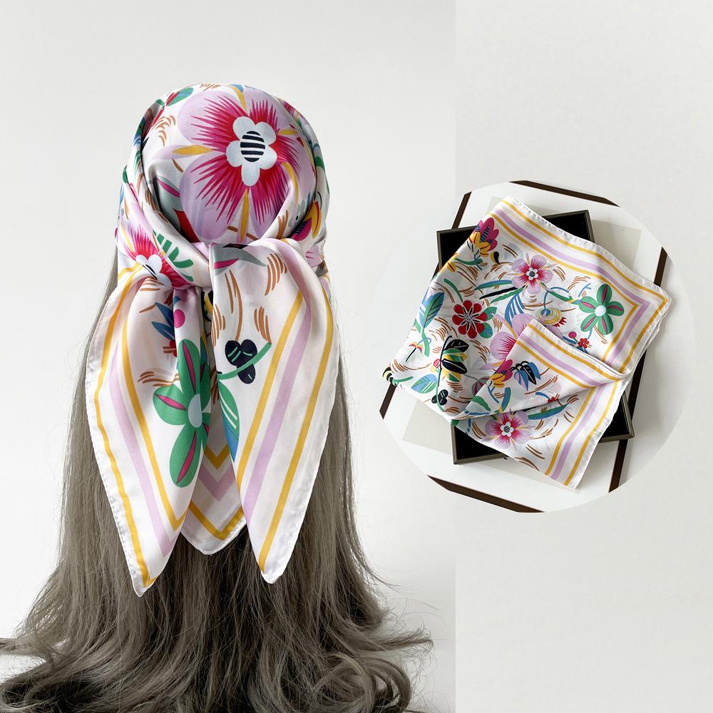 Весенне-летний атласный длинный шарф для женщин, солнцезащитная шаль, модный атласный длинный шарф для красоты, универсальный дорожный шарф