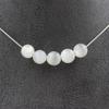 Stones and Minerals. 5 Selenite Beads Necklace from Morocco 8 Mm Stainless Steel Chain Necklace for Women, Men. Custom Size