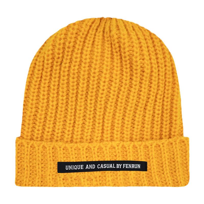 Casual Unique And By Fenrun Letter Print Knitted Hat Thick Striped Cap Warm