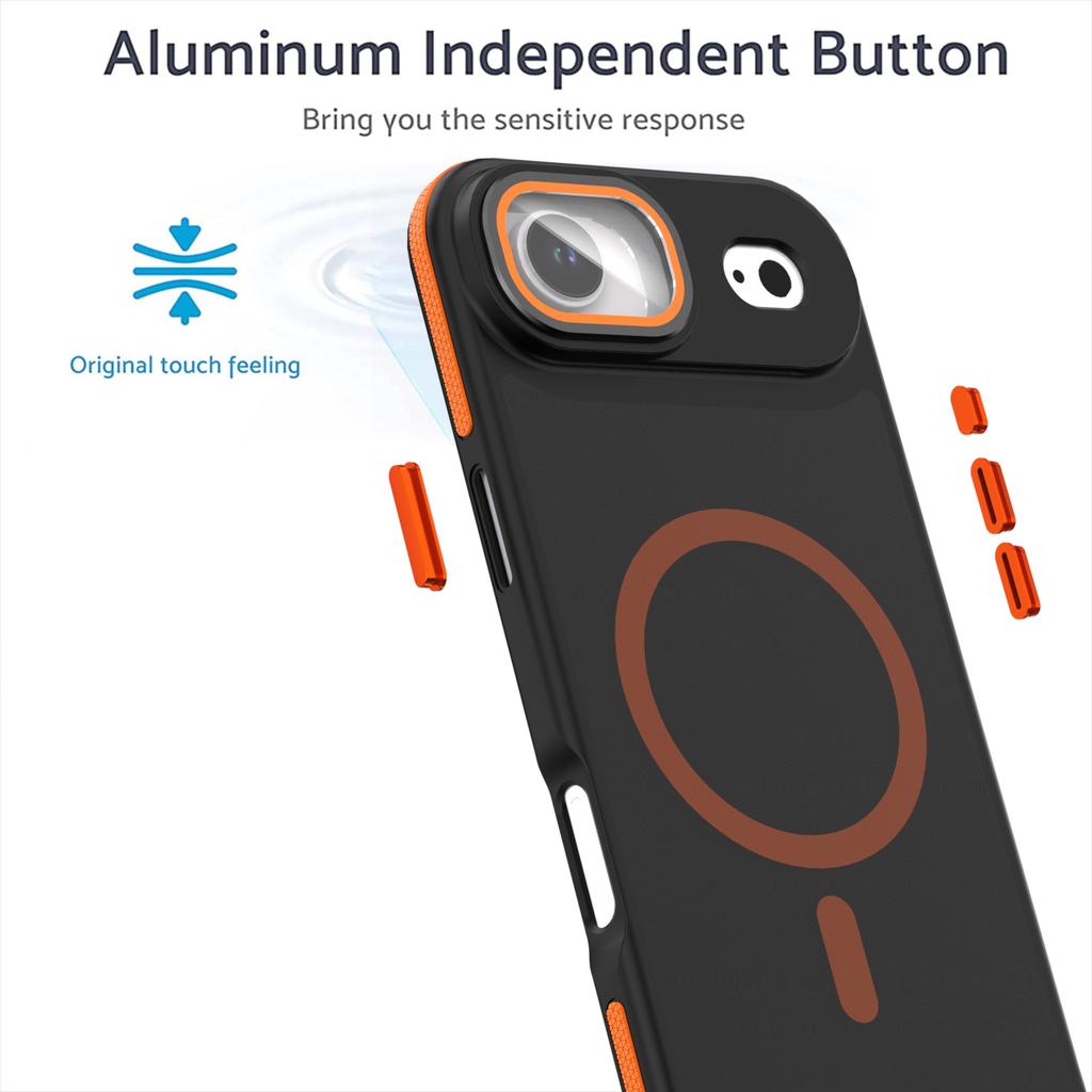 For iPhone Air Magnetic Case Skin-Touch TPU Acrylic Phone Back Cover with Lens Protector Kickstand