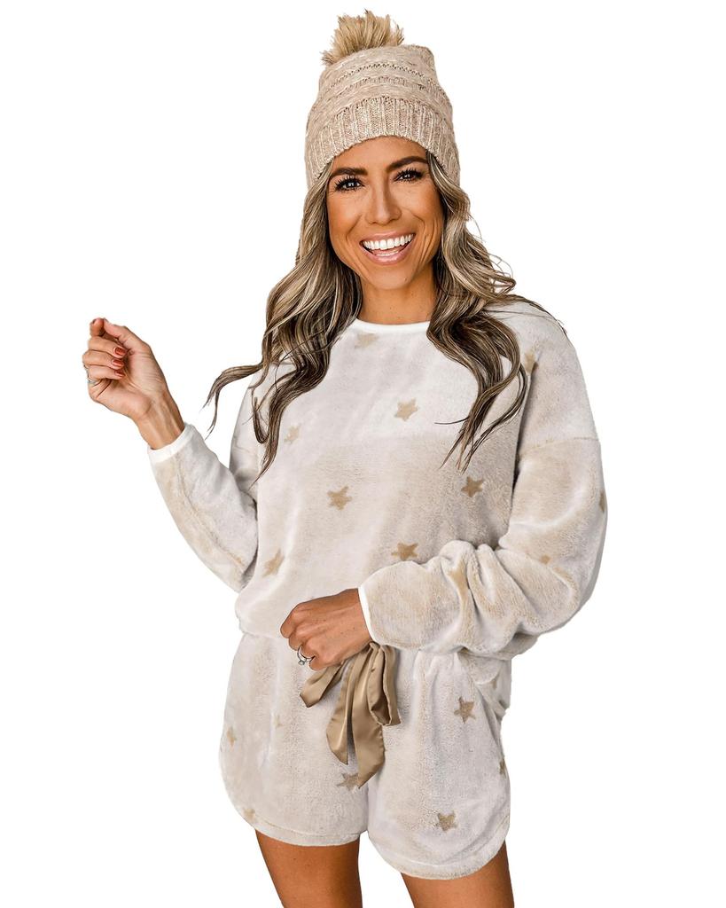 Azura Exchange Комплект для отдыха: длинный рукав свитера и шорты со звездным узором