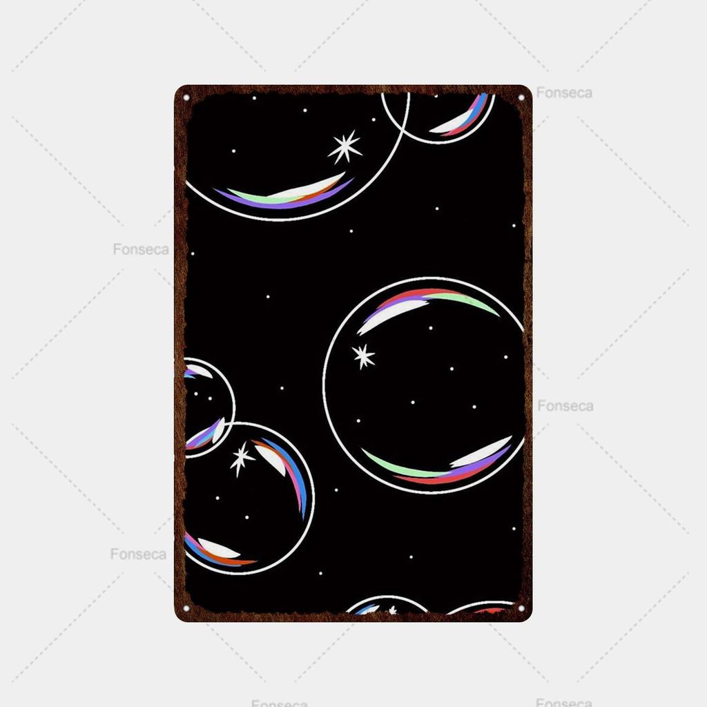 Цветная странная планета, металлическая вывеска, ретро жестяная вывеска, металлический ретро-бар, ретро украшение стены, бар, клуб, человек, отверстие, металлический плакат