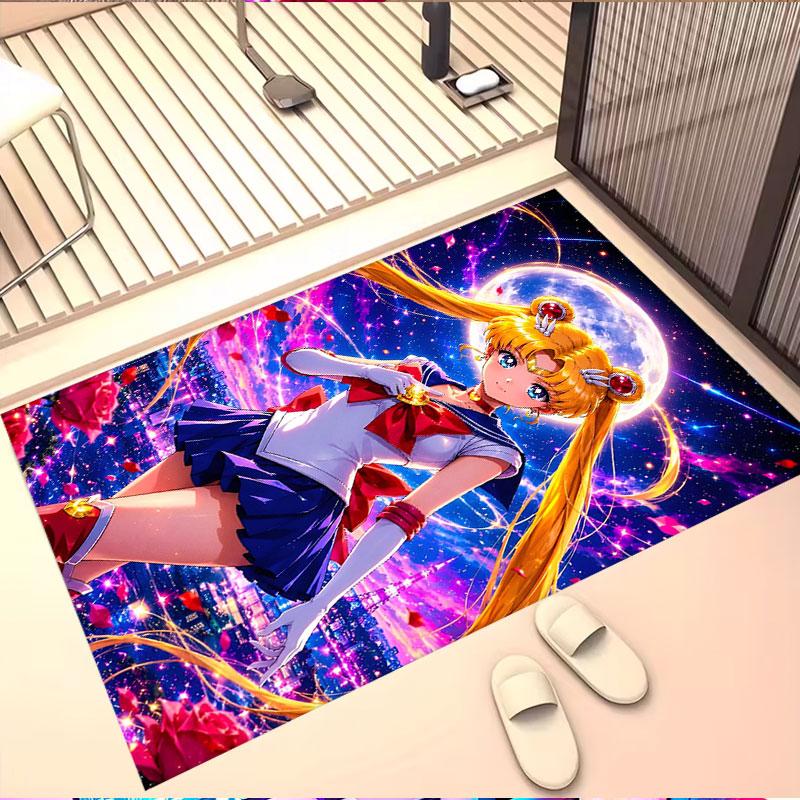Sailor Moon Print Rug, Washable Floor Carpet, For Entryway Dorm Laundry Room Office Study, Home Decor Birthday Christmas Gift