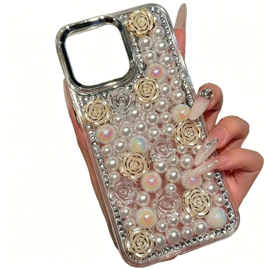 Luxury Application Samsung A07 A17 A27 Mobile Phone Case S26Ultra Full Diamond Camellia Electroplating Lens Transparent