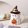 1 шт. 450 мл/15 унций Хэллоуинская керамическая кофейная кружка с милым 3D дизайном тыквы, оригинальная кружка-привидение с очаровательным лицом и шляпой тыквы