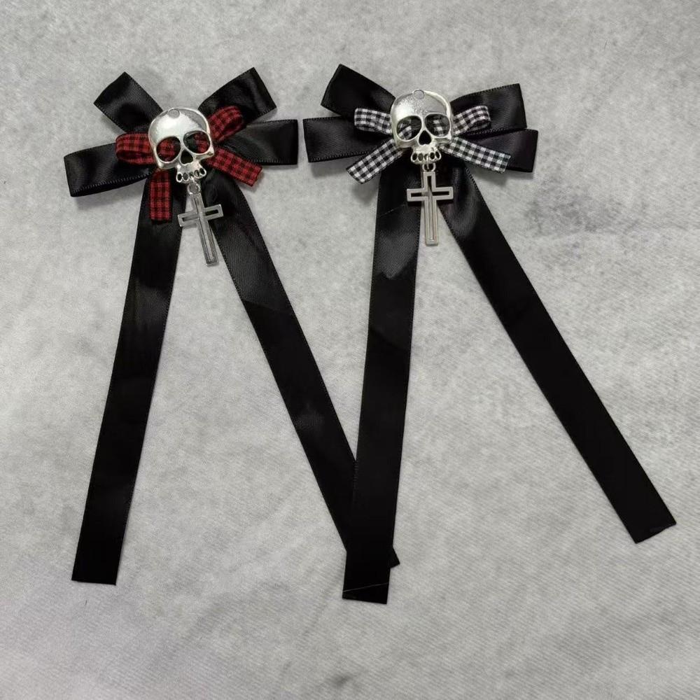 Cross Decorative Bow Skull Side Clip Y2K Hair Accessories Dark Ponytail Braid Hair Clip Party